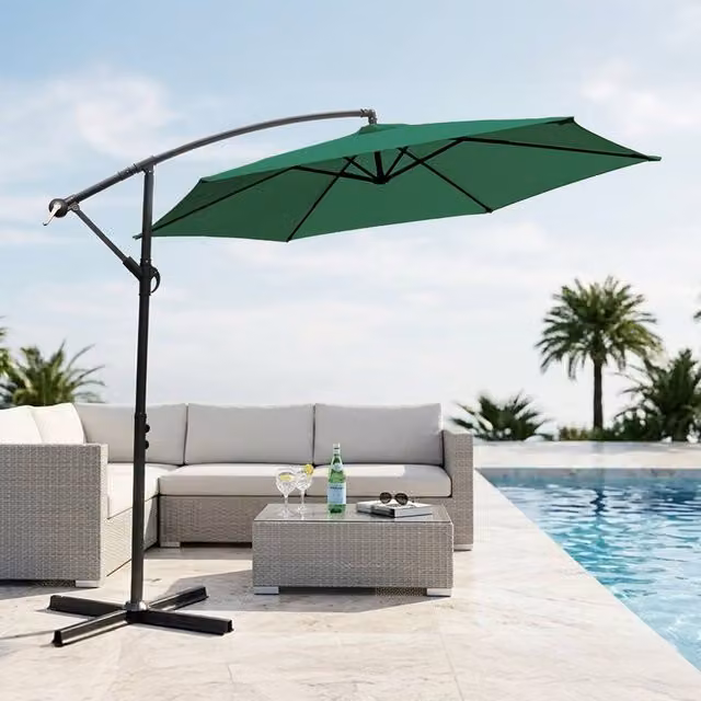 Keplin 3M Cantilever Garden Parasol in Green with Cover