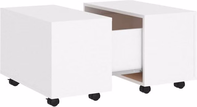 Berkfield Home White Square Coffee Table in MDF with Castors, W/D/H: 60 x 60 x 38 cm – 1