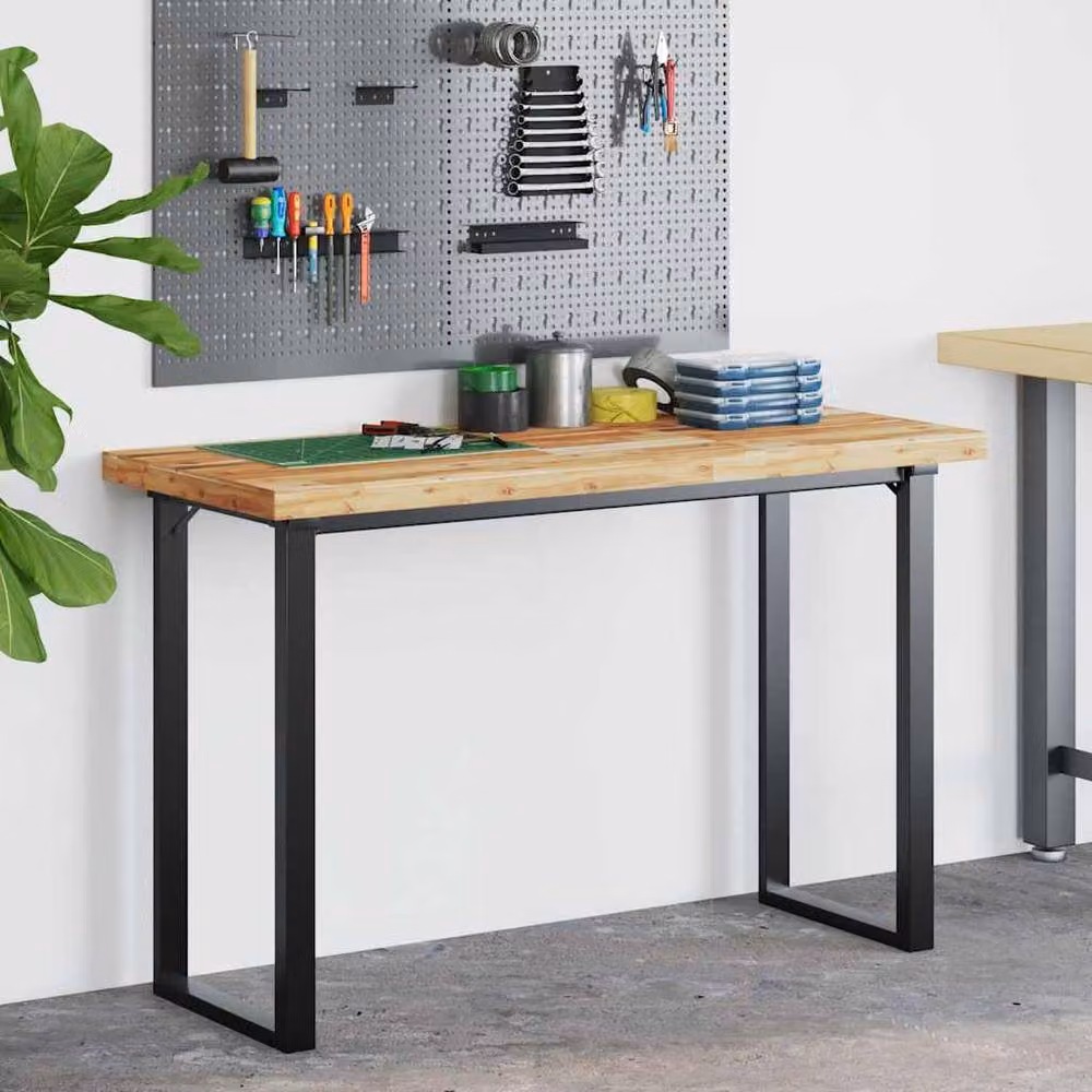 Berkfield Home Solid Wood Acacia Desk Top in Brown, W/D/H: 120 x 50 x 4 cm – 3