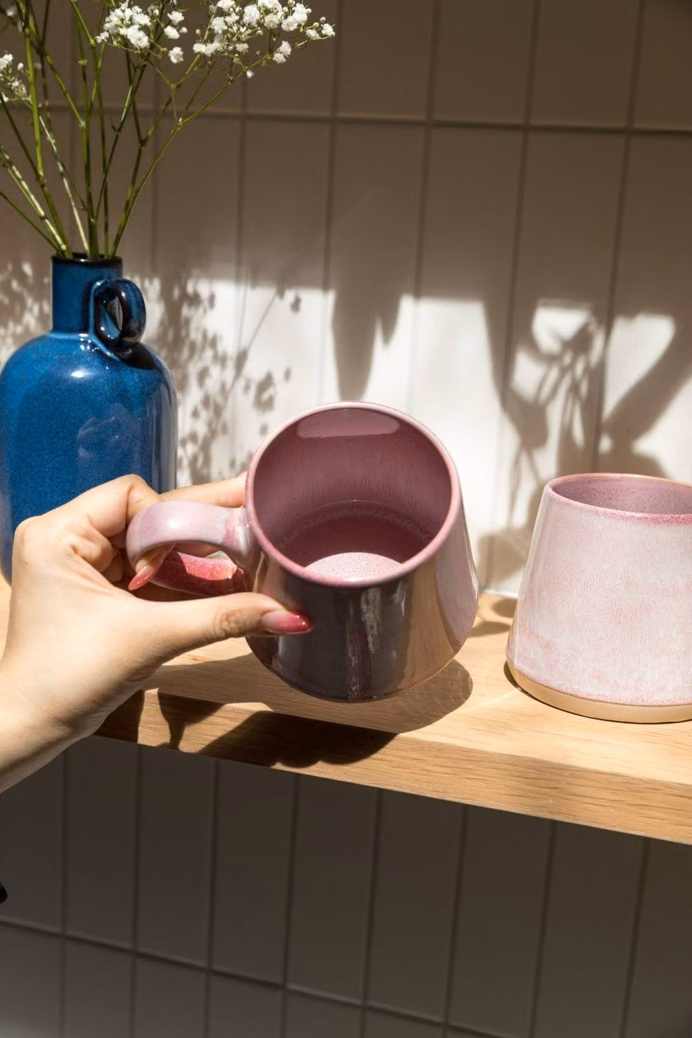 Upper Street Set of 2 Pink Ceramic Mugs, 440ml each – 4