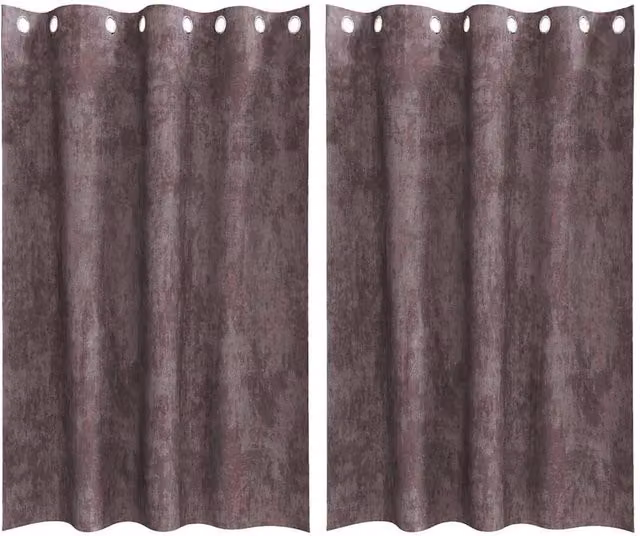 Berkfield Home Brown Velvet Eyelet Curtains, 2 Pack, H 175 cm x W 140 cm