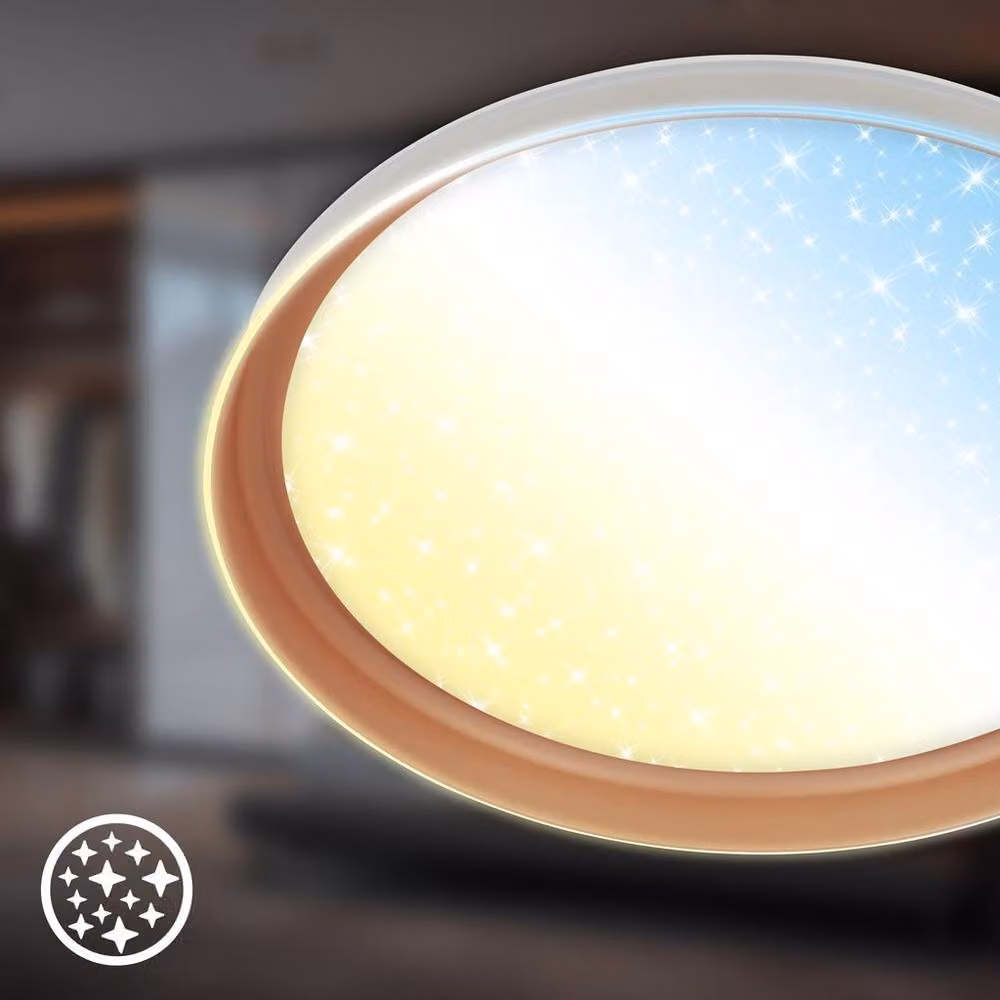 Briloner Modern Round LED Ceiling Light with Star Effect, CCT Dimmable and Remote Control, Grey and White – 4