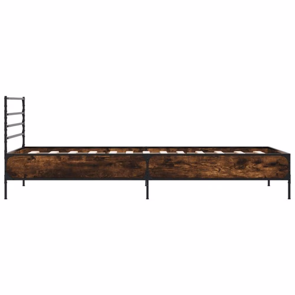 Berkfield Home Durable Bed Frame in Smoked Oak and Brown, W/D/H: 90 x 200 cm – 3