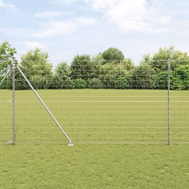Berkfield Home Euro Fence with 7 Spike Posts, Galvanised Steel, Silver, W: 10 m, H: 1.5 m