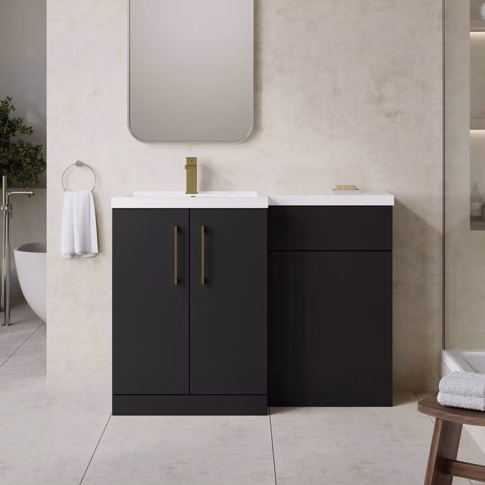 Balterley Modern Left-Hand Vanity and WC Unit Combination in Matt Dark Grey, W: 110 cm, H: 84 cm – 2