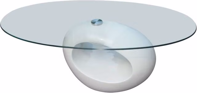 Berkfield Home Modern Coffee Table with Oval Glass Top in High Gloss White – 1