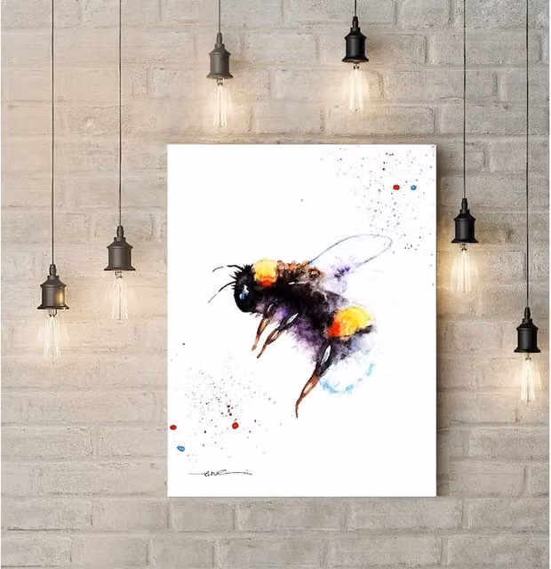 BebesArts Bee Nature Canvas Wall Art, Multicolour and Black, W: 60.96 cm x H: 60.96 cm