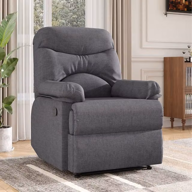 Komore Grey Faux Leather Recliner Sofa