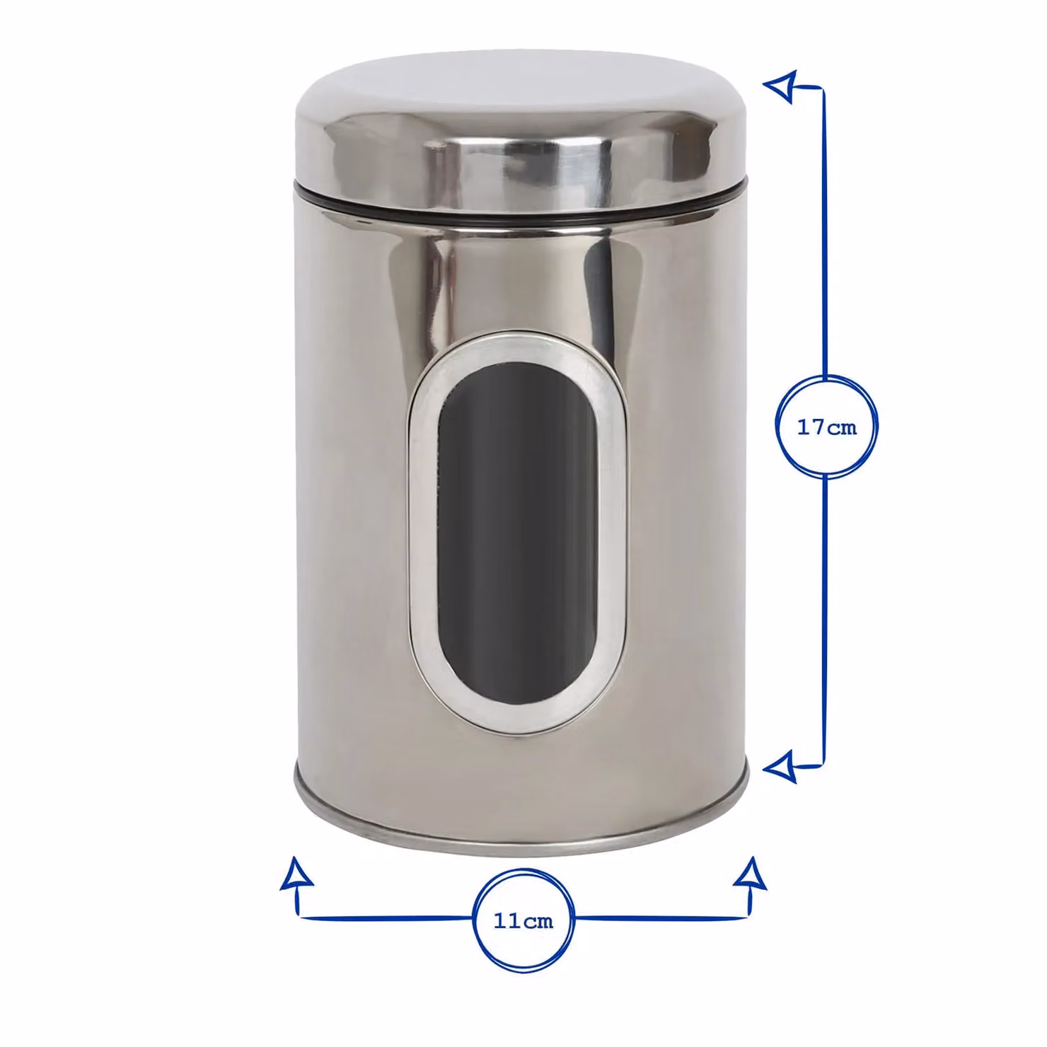 Harbour Housewares 3-Piece Stainless Steel Tea, Coffee and Sugar Canister Set with Transparent Window in Metallic Silver – 3