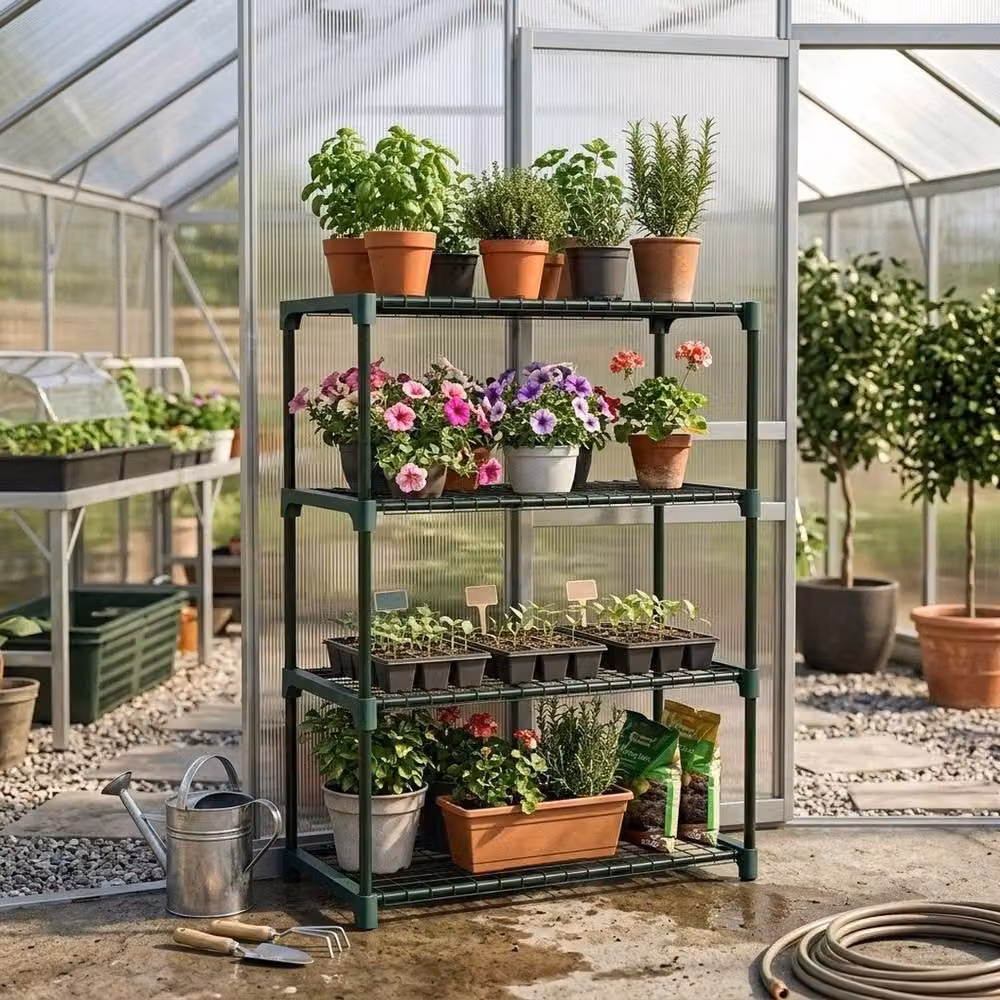 Havendro 4 Tier Green Steel Greenhouse Plant Rack and Garden Storage Display Unit – 2
