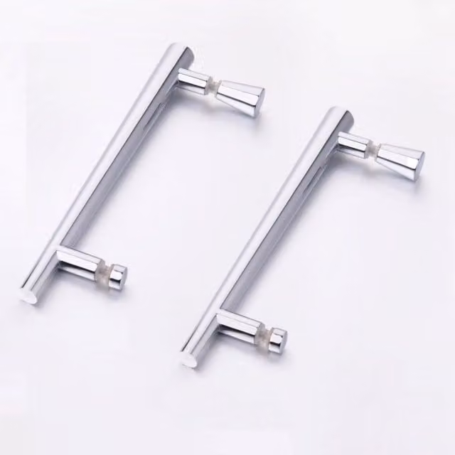 Nes Home Rounded Stainless Steel Shower Door Handle Set in Chrome Silver, 200 mm