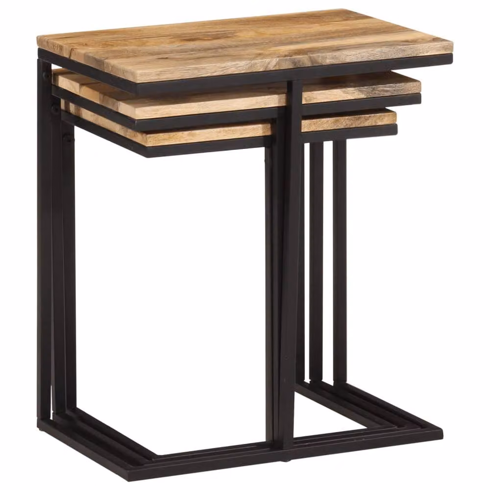 Berkfield Home 3-Piece Nesting Tables in Brown Solid Acacia Wood – 6