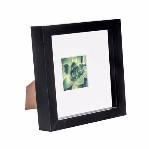 Nicola Spring 3D Shadow Box Square Photo Frame in Black and White with Glass Aperture