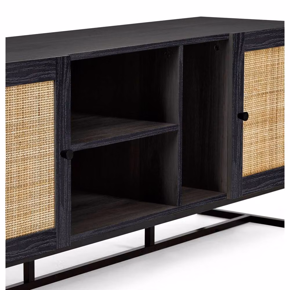 Cheshire Premium Portree Modern Rattan TV Unit in Matt Black – 4