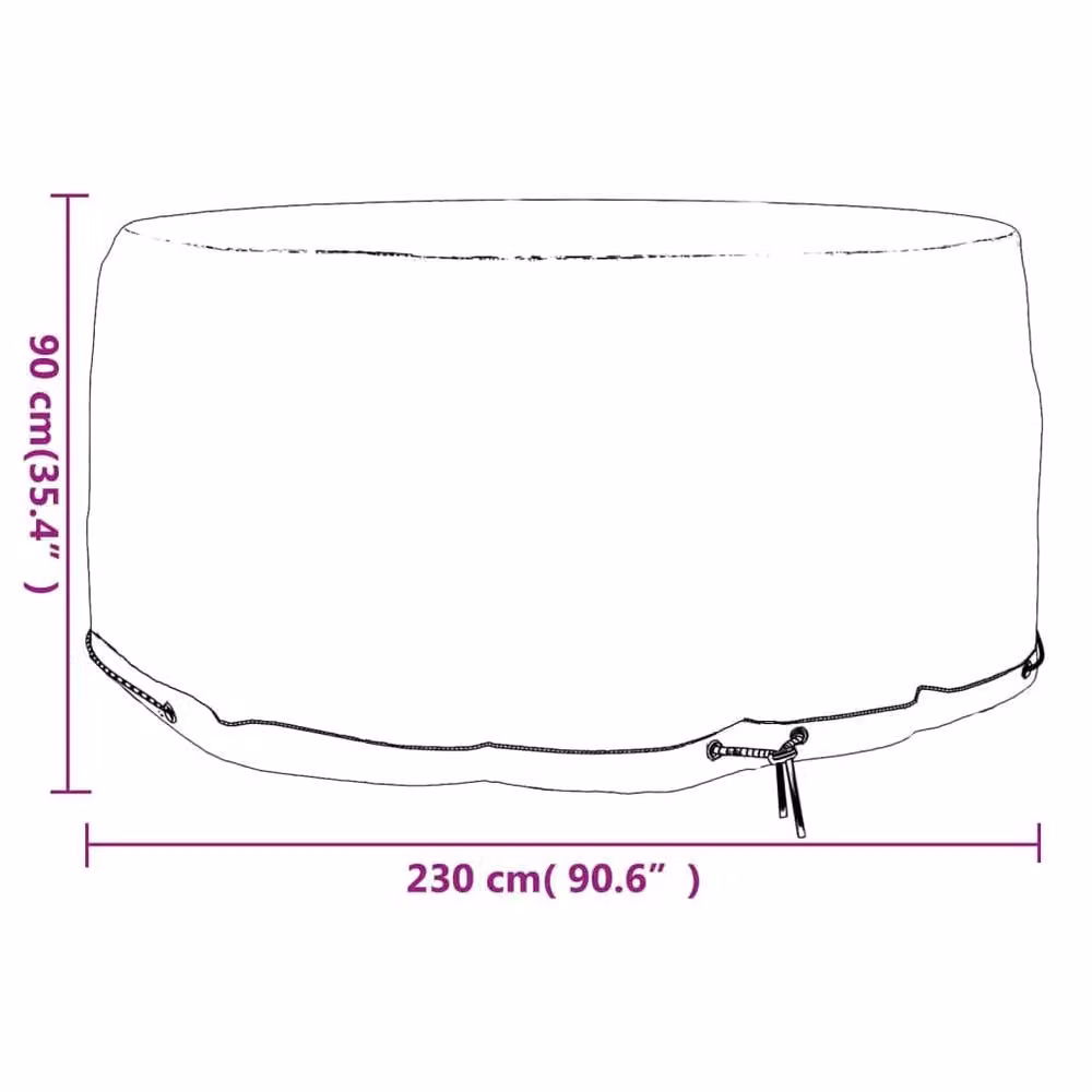 Berkfield Home Durable Round Garden Furniture Cover with 10 Eyelets, Black, Diameter: 230 cm, Height: 90 cm – 3