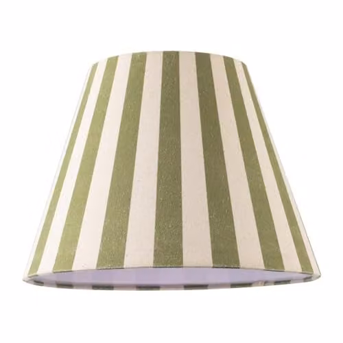 Happy Homewares Green and Beige Linen Striped Coolie Lampshade with Fabric Inner, W: 18 cm, H: 25 cm – 1