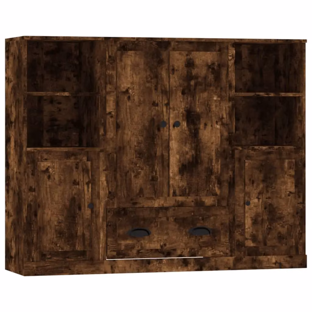 Berkfield Home Set of 3 Smoked Oak Wall-Mounted Highboards in Brown – 2