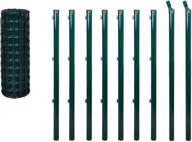 Berkfield Home Modern Euro Fence Steel PVC Coated Green W: 10 m, H: 1.5 m – 1