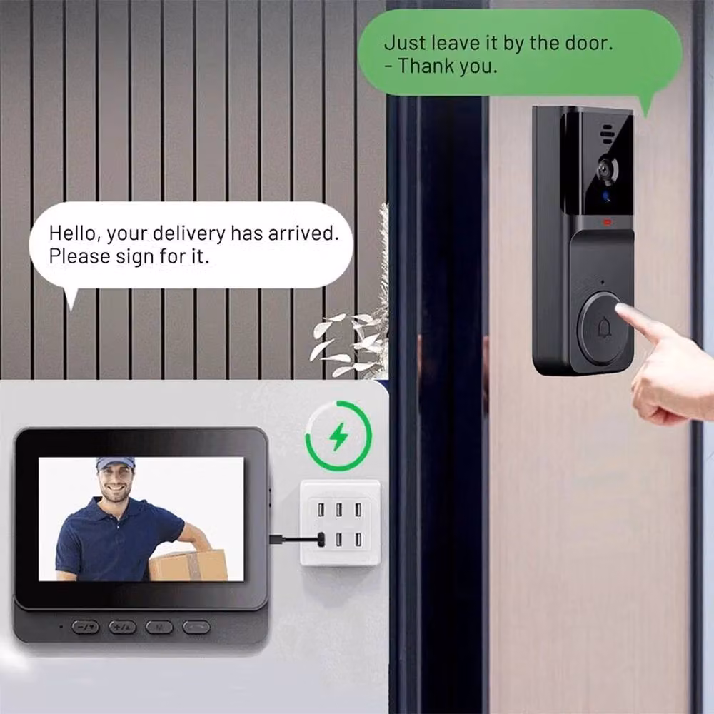 Kelvenix Smart Wireless Video Doorbell Security in Black, W: 52 cm, H: 1000 cm – 3