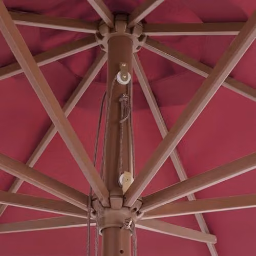 vidaXL Garden Parasol with Wooden Pole, Red, Diameter: 350 cm – 3