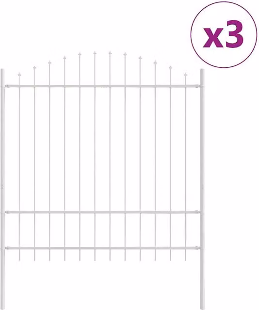 Berkfield Home White Steel Hoop Top Garden Fence, H 170 cm x W 100 cm x D 5 cm – 1