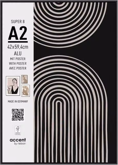 Nielsen Design Super 8 Aluminium A2 Picture Frame in Black with Modern Geometric Art Print, W: 42 cm, H: 59.4 cm