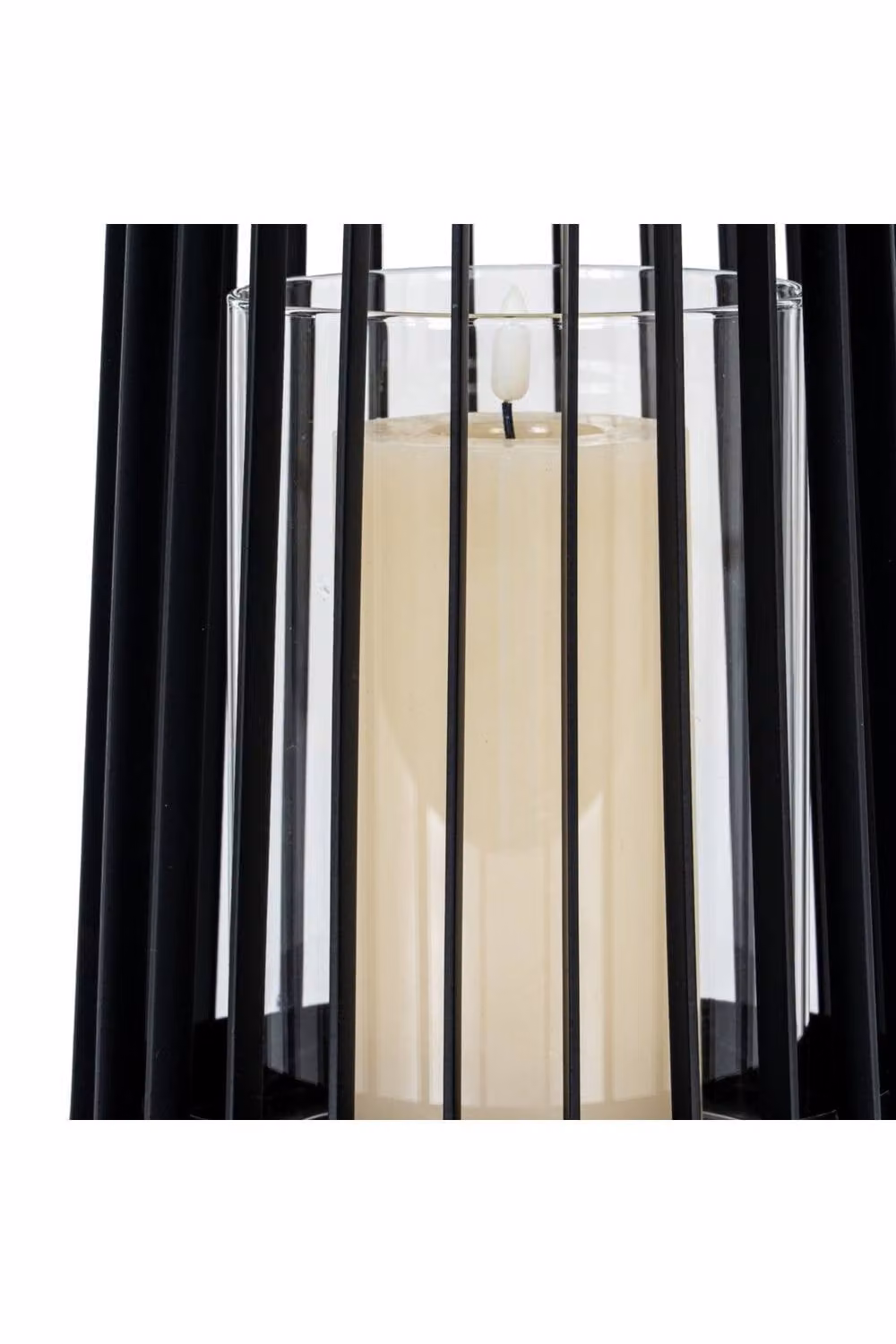 KDMD Lynk Medium Modern Lantern with Handle and Glass Candle Holder in Black – 3