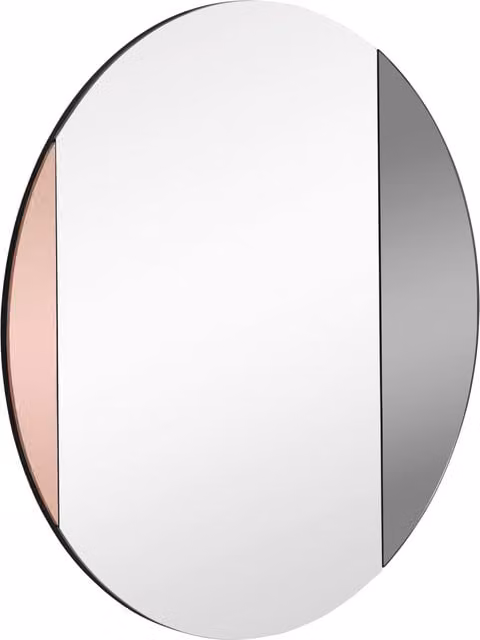 MH London Alpha Round Classic Wall Accent Mirror in Gold, Grey and Pink