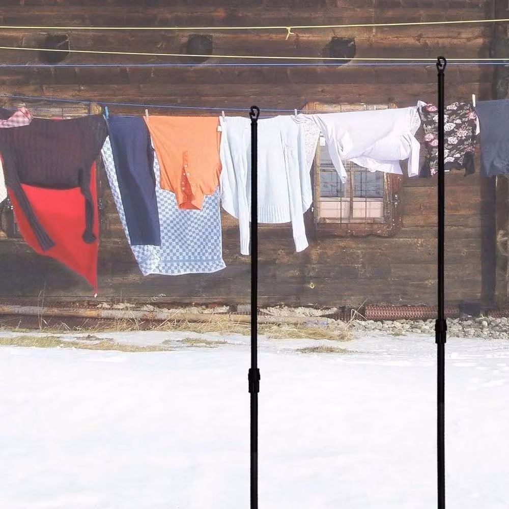 FLAVORA 2-Pack Extendable Outdoor Laundry Support Poles in Black, W/D/H: 100 x 15 x 15 cm – 2