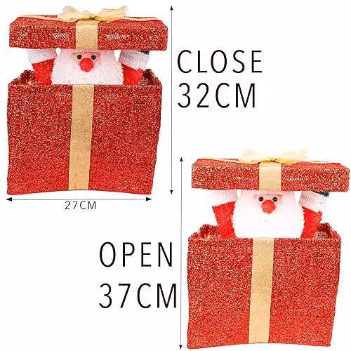 Shatchi Animated Christmas Santa Pop-up Lighted LED Gift Box, Red, Height: 32 cm – 2