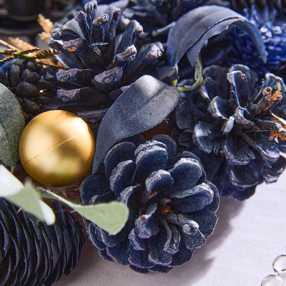 Dibor Moonlight Christmas Table Decoration Centerpiece Wreath in Blue, Diameter: 35 cm – 4