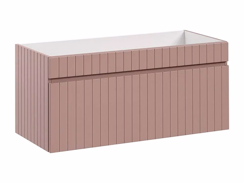 Vente-unique SATARA Striated Pink Suspended Vanity Unit, W: 100 cm, D: 46 cm, H: 46 cm – 2