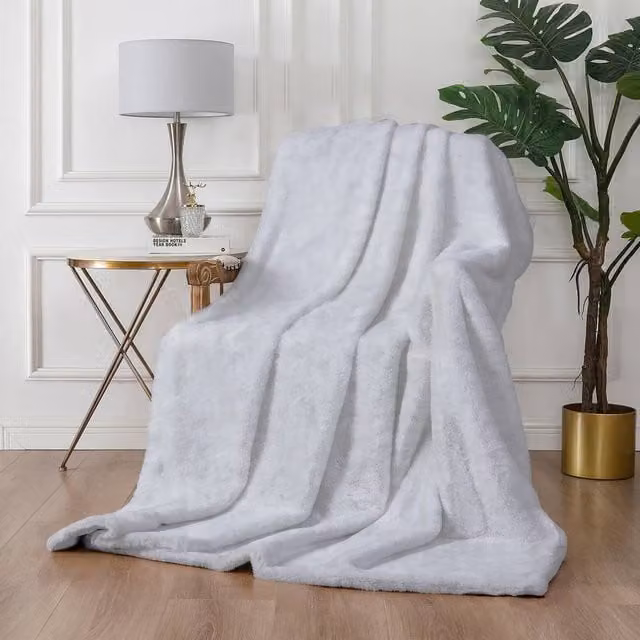 Rapport Home Shadow Faux Fur Blanket Throw in Silver/Grey, W: 150 cm, D: 200 cm