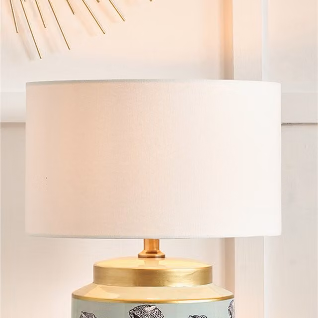 Pacific Lifestyle White Fabric Cylinder Drum Lampshade, Diameter: 35 cm