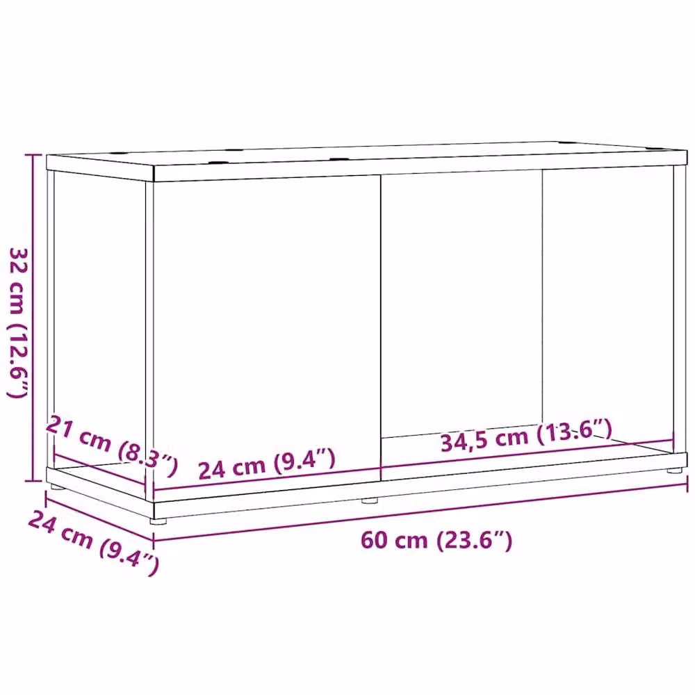 Berkfield Home Black Oak TV Cabinet in Matt Engineered Wood W/D/H: 60 x 24 x 32 cm – 6