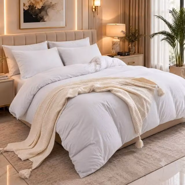 Pamposh 2 Pack Reversible Microfibre Duvet Cover and Pillowcase Set in White, Single