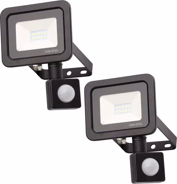Litecraft Langton LED Outdoor Flood Lights with Motion Sensor, 2 Pack, Black
