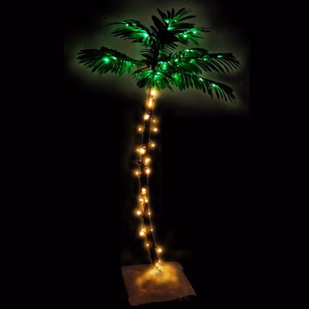 Berkfield Home LED Palm Tree with 72 Warm White LEDs, Green and Brown, Height: 120 cm – 2