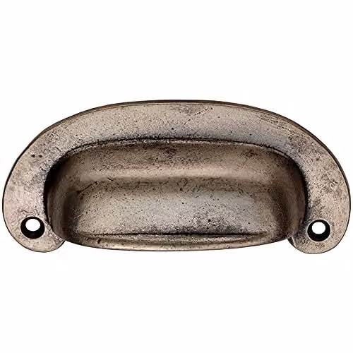 Loops Oval Plate Cabinet Cup Handle in Matt Pewter with 87mm Fixing Centres – 1
