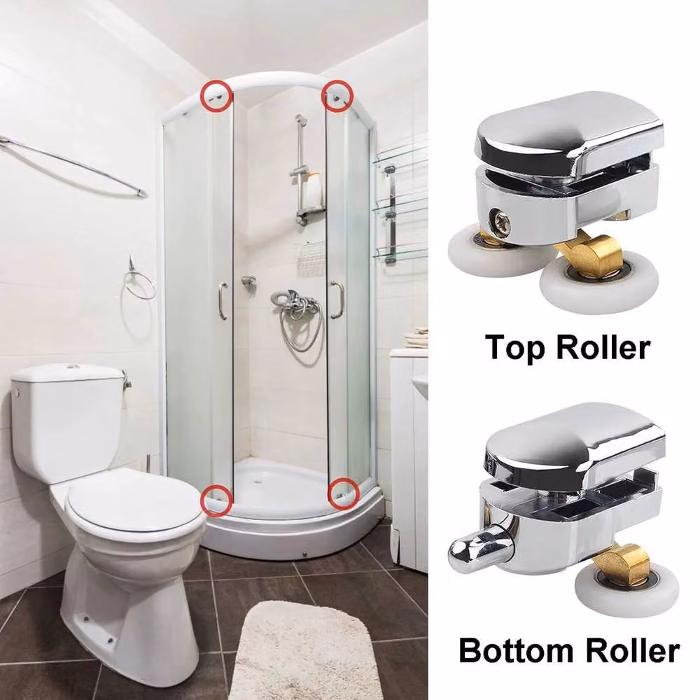 FLAVORA Shower Door Roller Set in Silver with 4 Top and 4 Bottom Rollers, 23mm – 3