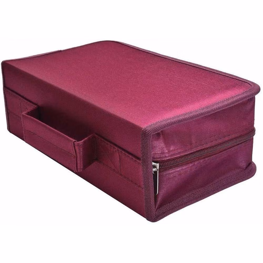 FLAVORA Rose 128 CD DVD Case Wallet in Burgundy Fabric – 4