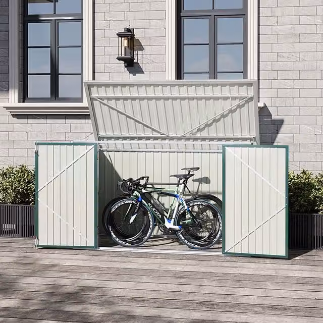 Breeins Steel Bicycle Storage Shed with Lockable Doors, Green