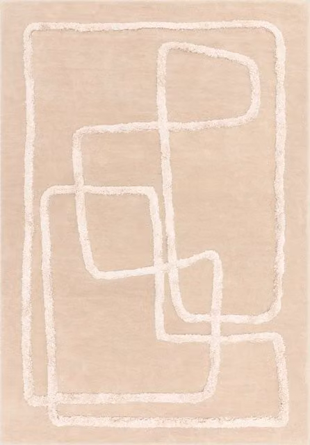 Asiatic Matrix Hand-Tufted Wool Rug in Beige with Abstract Modern Design