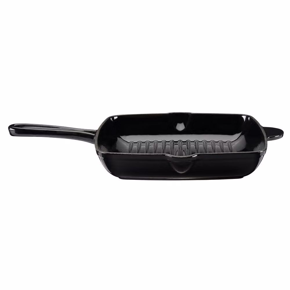 Cooks Professional 26cm Square Cast Iron Skillet Pan with Enamel Interior, Black – 3