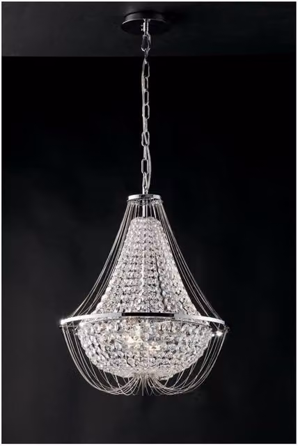 Netlighting Vienna Crystal K9 Chandelier in Grey and Chrome, Diameter: 45 cm