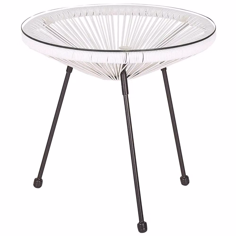Wyld and Coco Bistro 3-Piece White PE Rattan 2-Seater Round Set