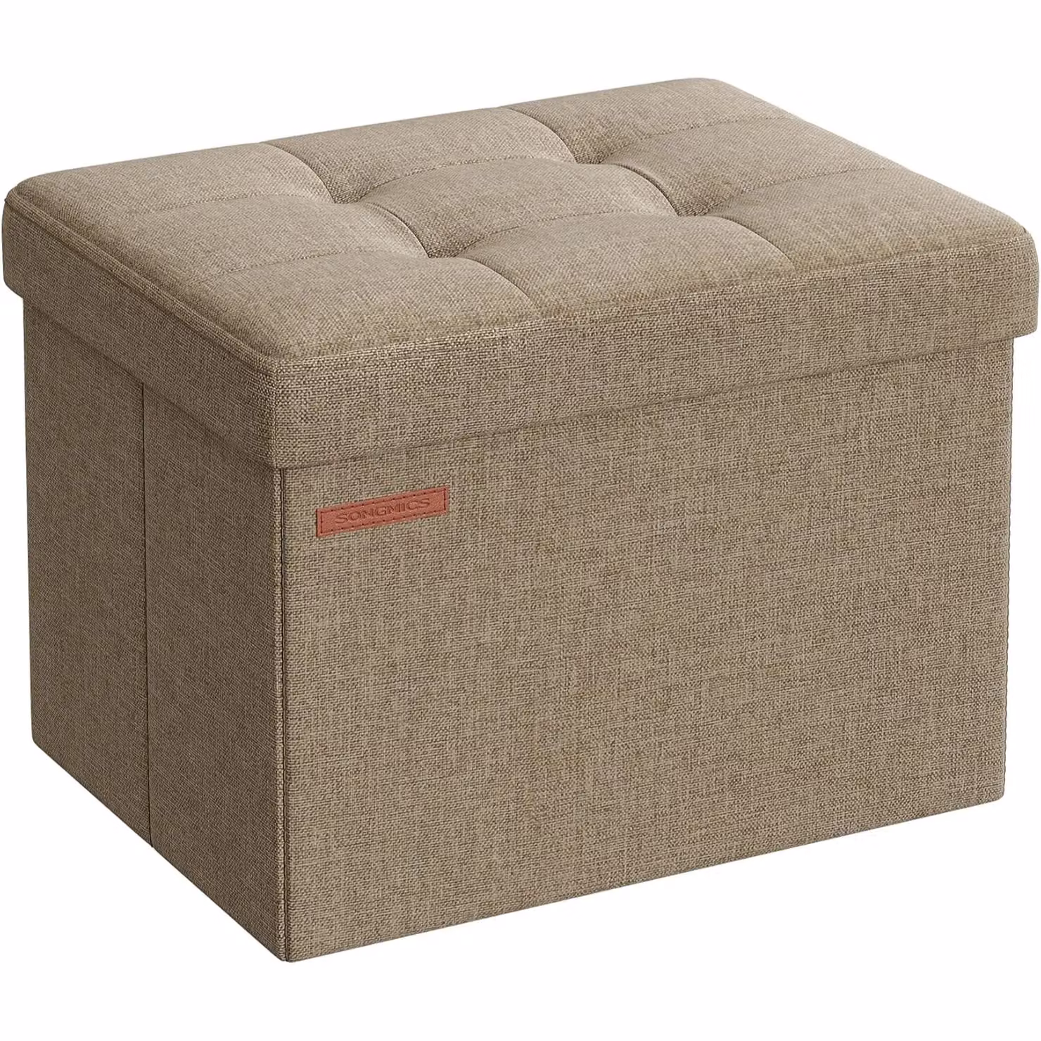 SONGMICS Small Rectangular Foldable Storage Ottoman and Foot Rest in Camel – 3