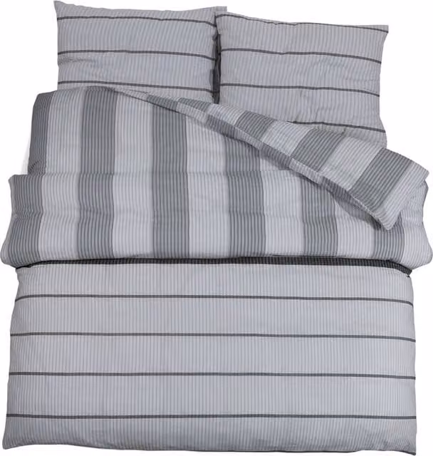 Berkfield Home Grey Cotton Duvet Cover and Pillowcase Set, W: 140 cm, H: 200 cm – 1