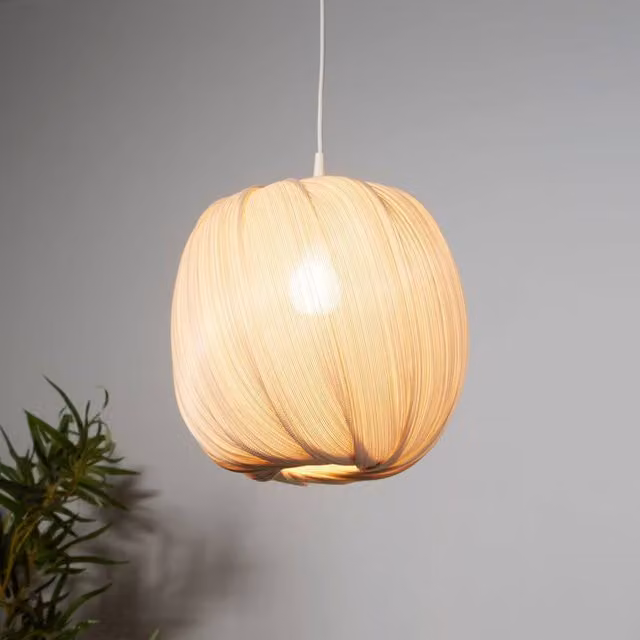 Lighting Collection Round Bamboo Lamp Shade in Beige, Diameter: 30 cm – 1