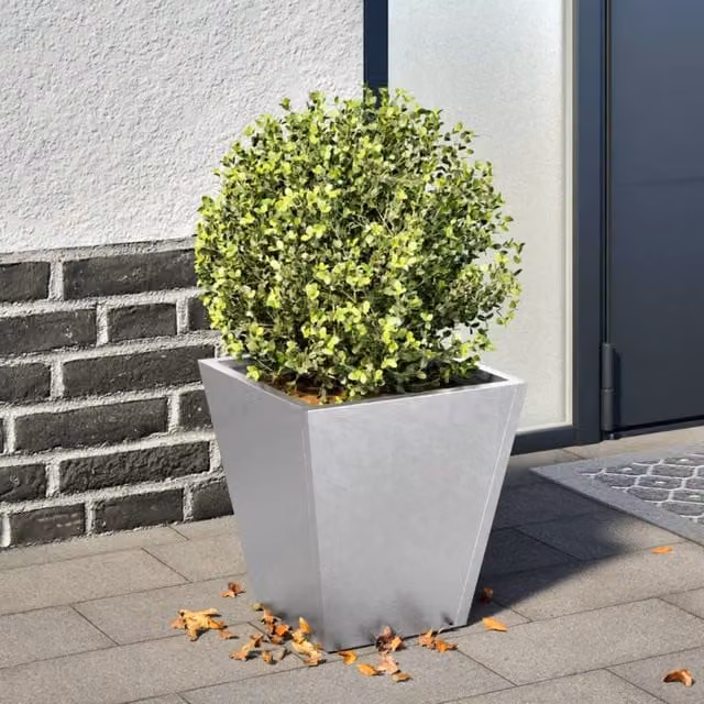 Berkfield Home Grey Galvanised Steel Garden Planter Tub, W/D/H: 30 x 30 x 30 cm
